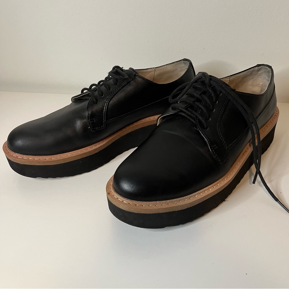 Zara basic collection‎ black chunky lace up loafers size EU 38, US 7.5
